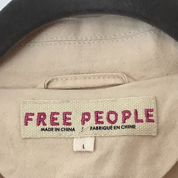 Free People oversized Olivia jacket blazer double-breasted cream large *no belt* - Picture 5 of 11